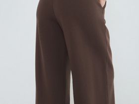 Широкие брюки с эластичным поясом, Коричневый