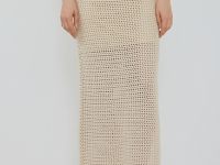 Юбка макси ажурной вязки, Бежевый