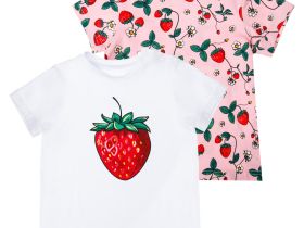 Фуфайка детская трикотажная для девочек (футболка), 2 шт в комплекте