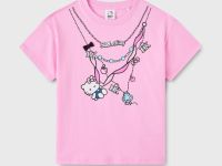 Розовая футболка оверсайз с принтом Hello Kitty для девочки Глория Джинс