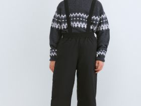 Утеплённые брюки на лямках для мальчиков, Черный