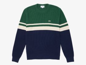 Мужской свитер Lacoste в полоску классического кроя