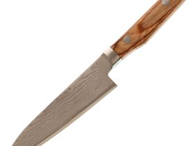 Кухонный нож овощной Shimomura, сталь VG-10 Damascus, рукоять pakka wood