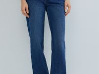 Прямые джинсы с высокой посадкой, Синий