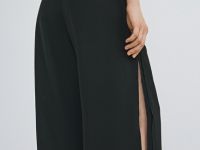 Двуслойные брюки из шифона, Черный