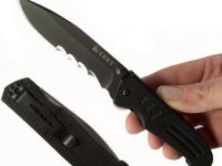 Полуавтоматический складной нож Ignitor T Veff Serrations™, CRKT 6865, сталь 8Cr14MoV Titanium Nitride, рукоять стеклотекстолит G10