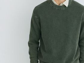 Текстурный джемпер с эффектом стирки, Зеленый