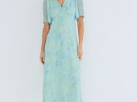 Шифоновое платье с принтом, Зеленый