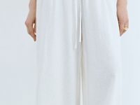 Широкие льняные брюки, Белый