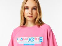 Женская футболка Lacoste свободного кроя с круглым вырезом и принтом