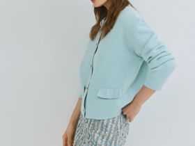 Юбка мини из твида, Зеленый