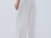 Широкие брюки со льном, Бежевый