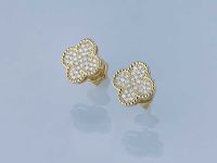 Пусеты из желтого золота с бриллиантами э0301пс03220308