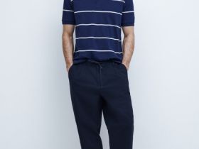 Поло в полоску, Синий