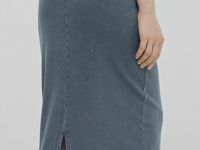 Прямая юбка с эффектом стирки, Серый