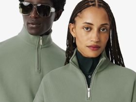 Хлопковый свитшот Lacoste унисекс свободного кроя из плотного флиса с застежкой-молнией на воротнике