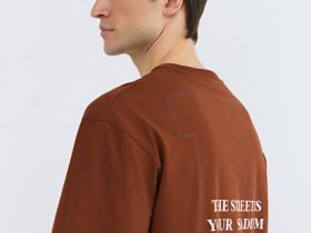 Футболка из хлопка с принтом, Оранжевый