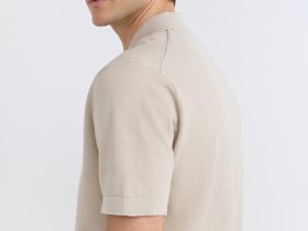 Поло из текстурной ткани, Бежевый