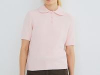 Джемпер из пушистой пряжи с коротким рукавом, Розовый