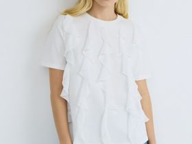 Футболка оверсайз с воланами, Белый
