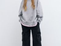 Свитшот со стразами для девочек, Серый