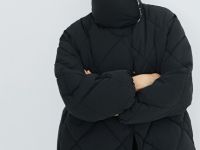 Стёганая куртка с меховым воротником, Черный