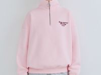 Толстовка с принтом и воротником на молнии, Розовый