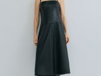 Платье-бюстье из искусственной кожи, Черный