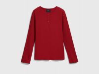 Пижамный лонгслив в рубчик, Красный