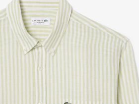 Мужская льняная рубашка Lacoste в полоску