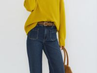 Широкие эластичные джинсы, Синий