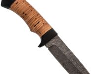 Нож Егерь, сталь дамаск, рукоять береста/граб