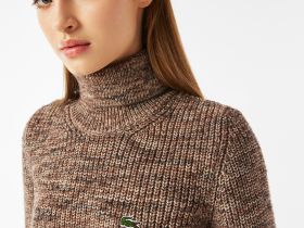 Женский шерстяной свитер Lacoste с высоким воротом