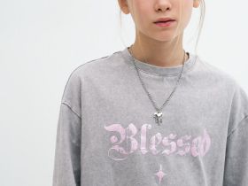 Лонгслив со стразами для девочек, Серый