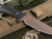 Нож с фиксированным клинком Spartan Blades Harsey Difensa, сталь CPM-S35VN Flat Dark Earth, рукоять черная микарта, чехол песочный