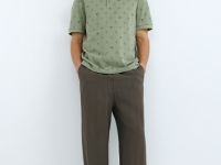 Поло из хлопка с принтом, Зеленый