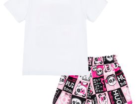 Комплект трикотажный для девочек: фуфайка (футболка), юбка-шорты