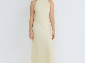 Сатиновое платье с американской проймой, Желтый