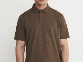 Поло из текстурированной ткани, Серый