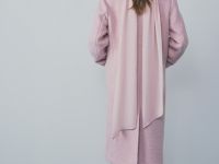 Длинное двубортное пальто из шерсти, Розовый