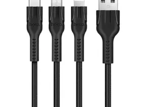 Кабель Hoco U31 (USB) на (Micro-USB/Lightning) 120см тканевая оплетка (черный)
