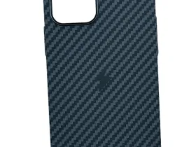 Чехол-накладка PiBlue Magentic Series Magsafe для Apple iPhone 14 Pro (карбоновый в полоску черно-серый)