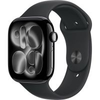Умные часы Apple Watch Series 11 46 мм «Полночь», с чёрным спортивным ремешком M/L