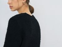 Укороченный кардиган из махровой пряжи, Черный