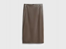 Юбка миди из искусственной кожи, Коричневый