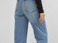 Прямые джинсы с высокой посадкой, Голубой