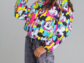 Ветровка  на флисе из мембранной ткани с принтом Disney для девочки