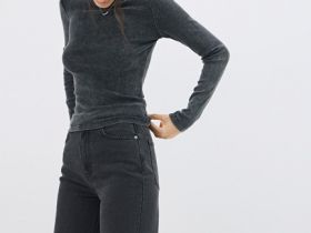 Лонгслив в рубчик, Серый