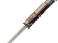 Фронтальный складной нож Reate EXO-M, сталь Elmax, рукоять чёрно-красный G10