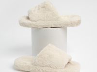 Тапочки с искусственным мехом, Бежевый